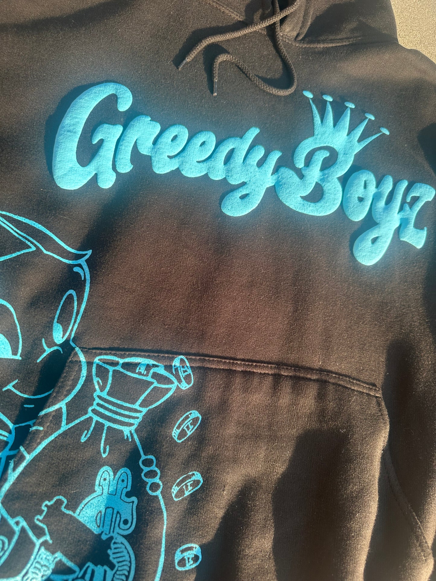 GreedyBoyz baby blue puff print hoodie