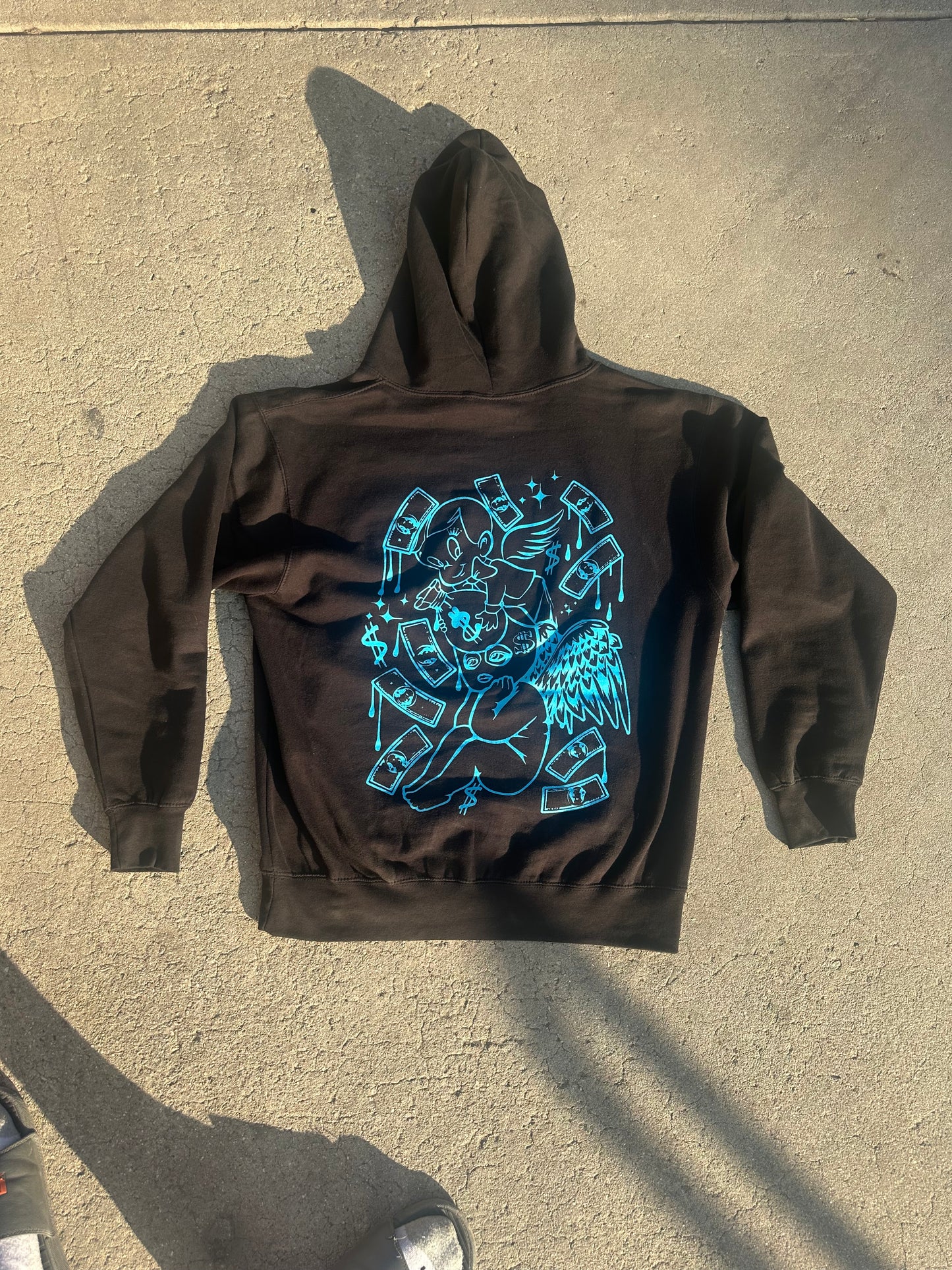 GreedyBoyz baby blue puff print hoodie