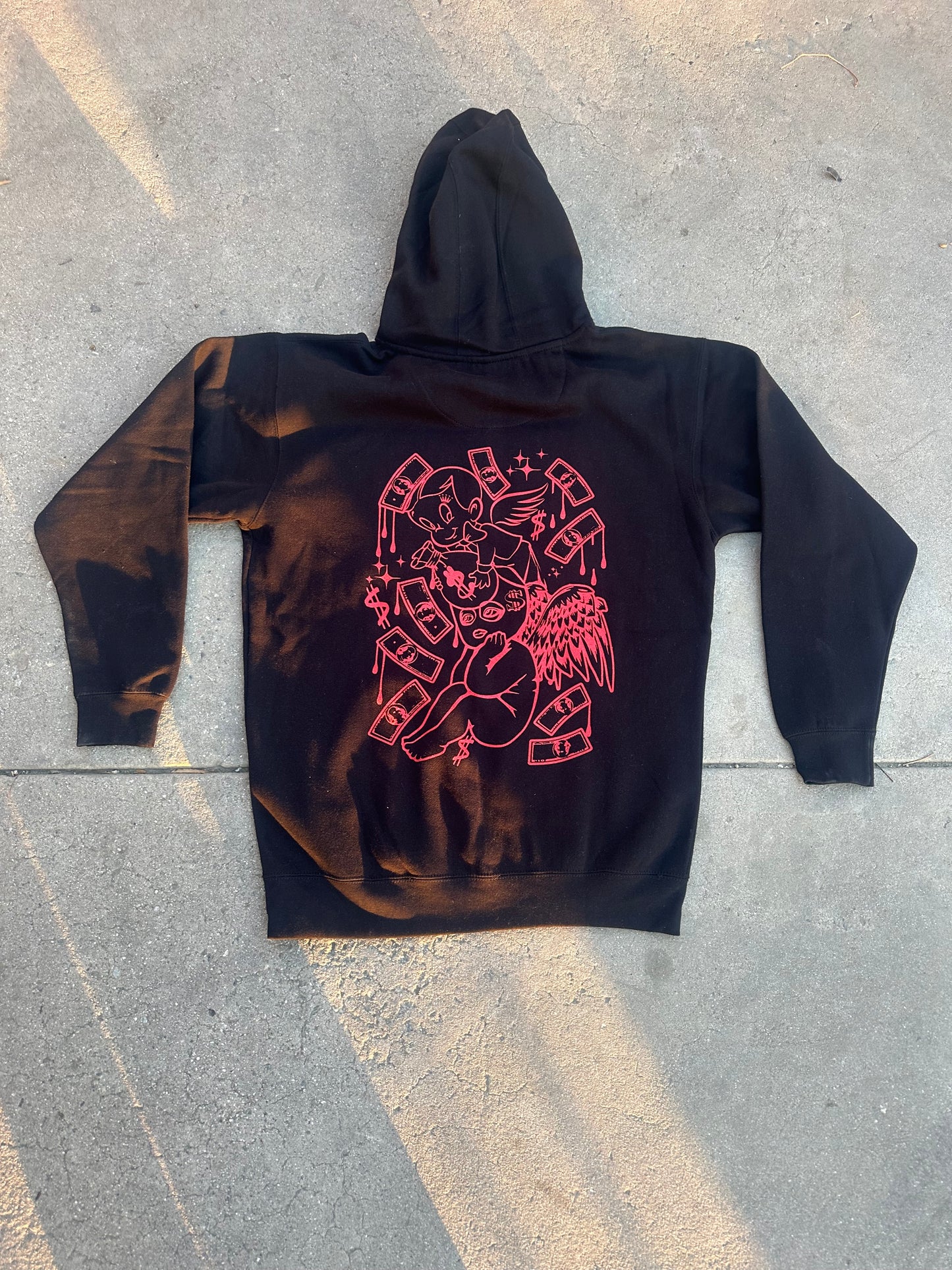 GreedyBoyz red and black puff print hoodie